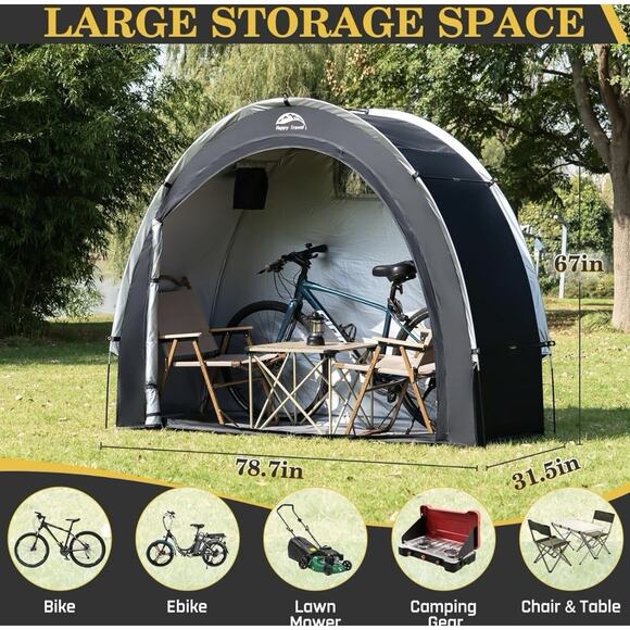 Happy Travel Bike Storage Shed Tent,Outdoor Portable Bicycle Storage Sheds with - Picture 7 of 11
